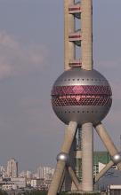 close up view of the oriental peral tower, in shanghai, china